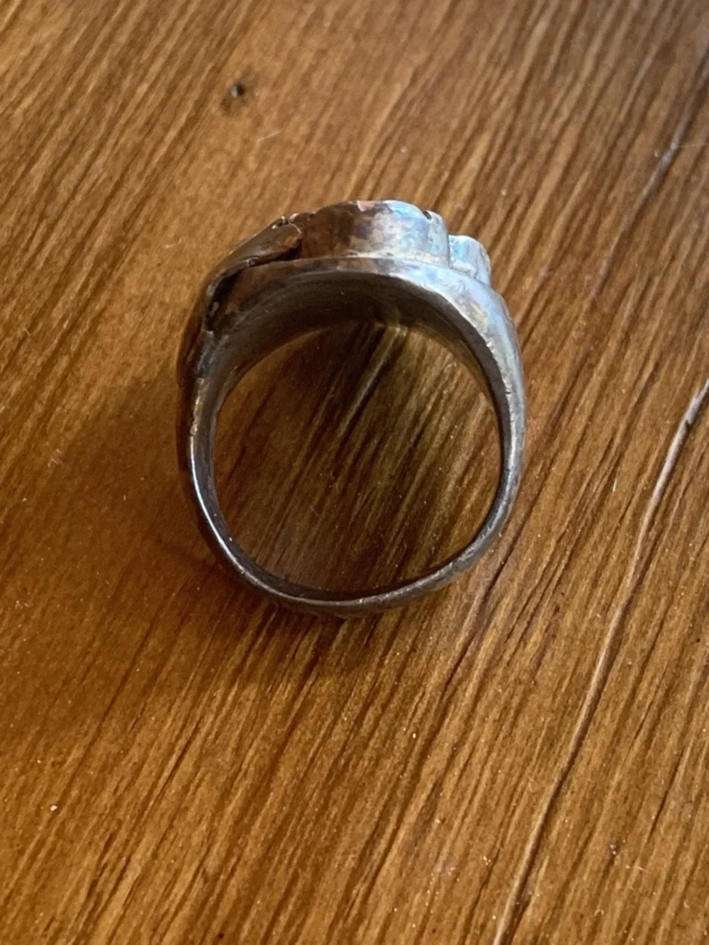 Vintage, heavy Turquoise & Coral Ring